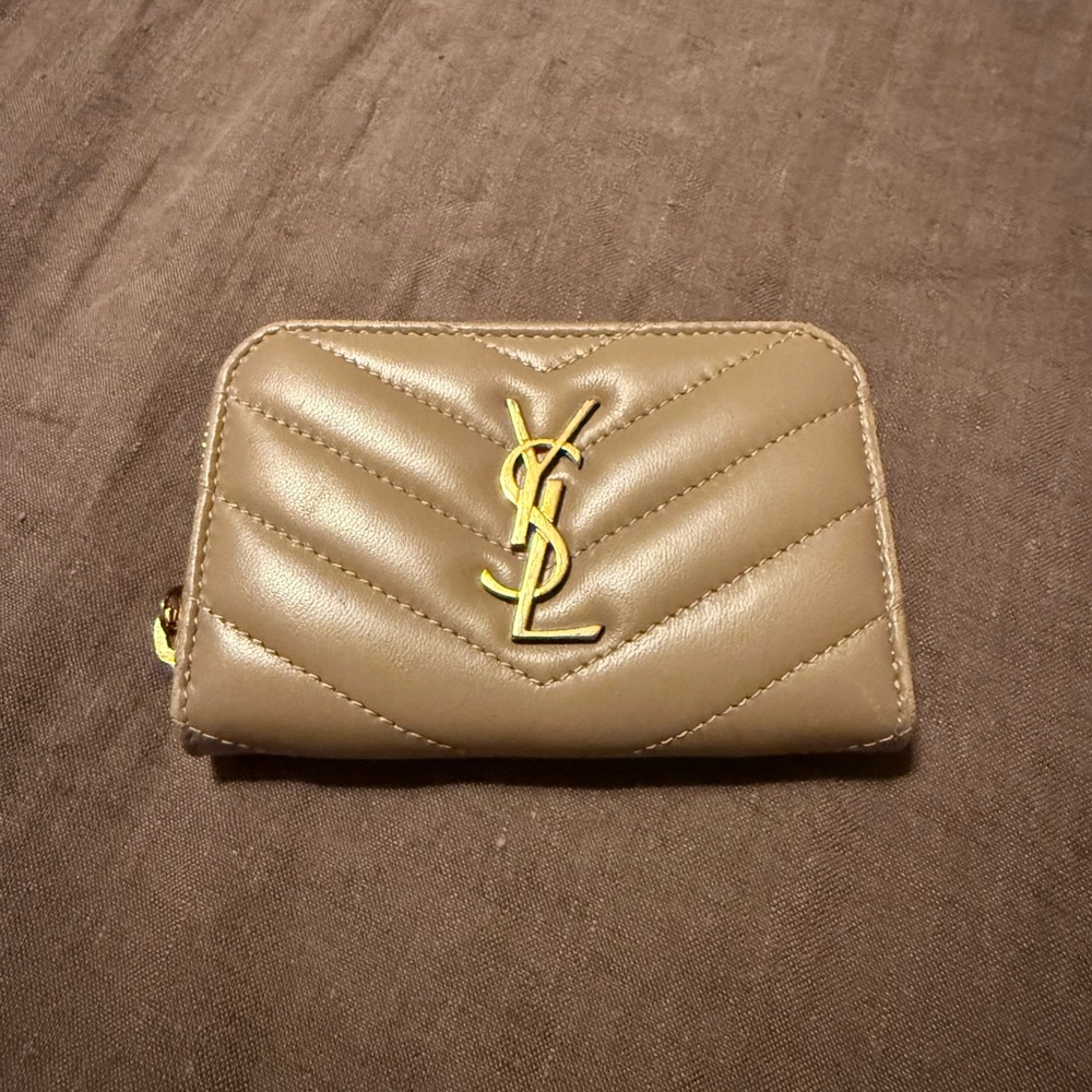 Yves Saint Laurent Beige Quilted Leather Wallet
